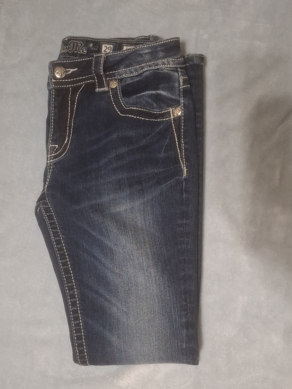 Miss Me Dark Indigo Boot Cut Jeans with Contrast Stitching